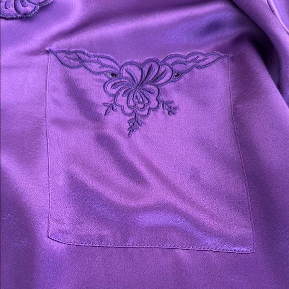 Purple Polyester Button-Up Robe - Picture 3 of 16